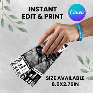 Editable Concert Ticket Template, DIY Event Ticket, Surprise Gift Custom Concert Ticket, Printable Concert Tickets Gift Idea, Canva Editable