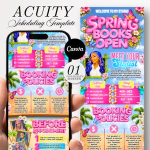 Spring Acuity Scheduling Template Hair Stylist, Branding Kit, Spring Booking Site, Lash Tech Website, Booking Flyer, Canva Esthetician Nail