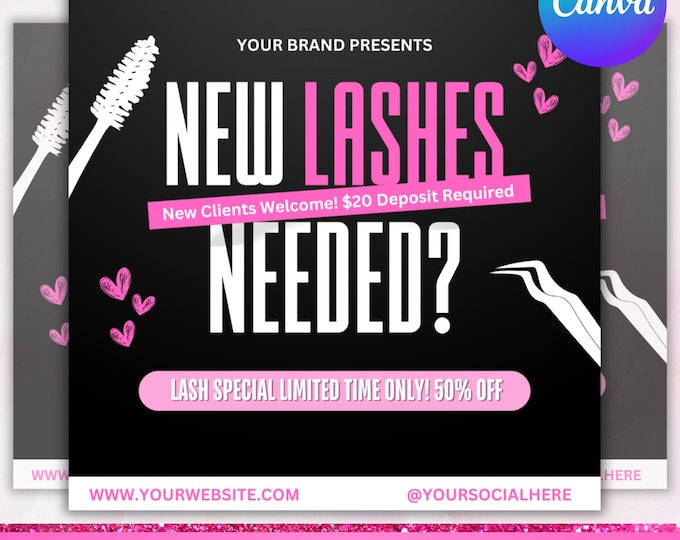 Lash Booking Flyer, Lash Deal Flyer, Lash Extension Flyer, Lash Extensions Sale Flyer, New Lashes, Lash Tech Flyer, Canva Editable