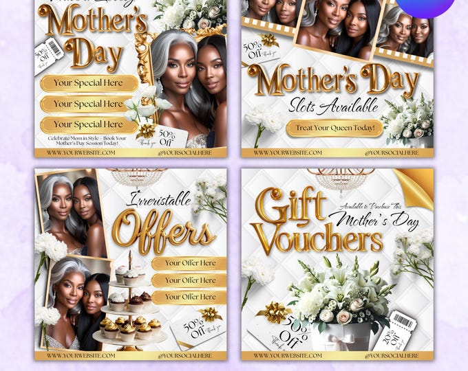 Mother's Day Booking Flyer, Mother's Day Special Flyer, Mother's Day Social Media Post,Mother's Day Deals Hair Braids Makeup, Canva Editable
