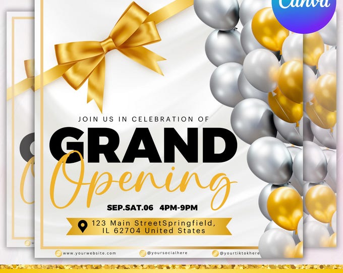 Grand Opening Flyer, Celebration Flyer, Launch Event Party, Grand Opening Event Flyer, air, Lash, Nails Flyer, Salon suites, Canva Editable