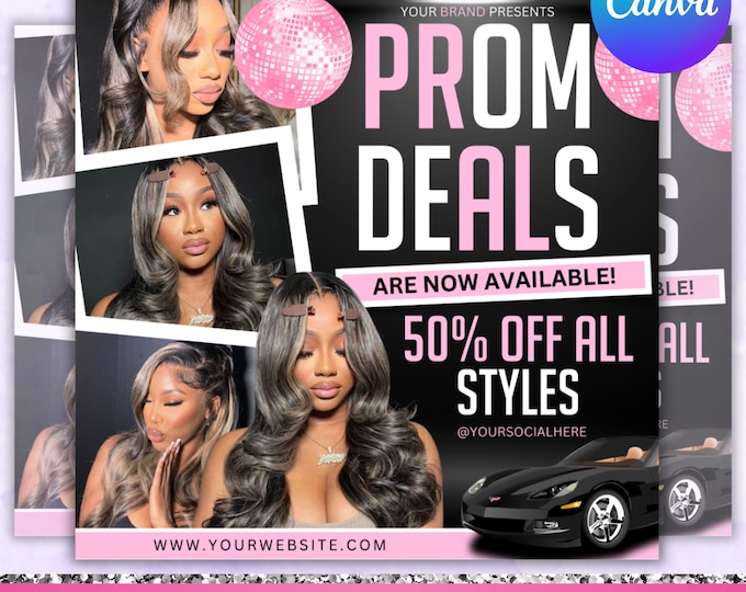 Prom Bookings Flyer, Prom Makeup Flyer, Prom Queen MUA Flyer, Prom Lashes Flyer, Beauty Makeup Artist Flyer, Canva Editable
