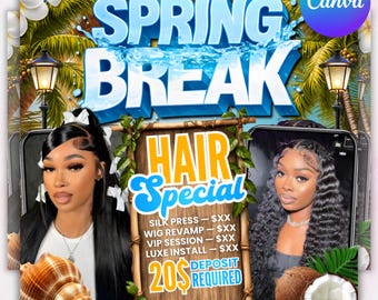 Spring Break Booking Flyer, Spring Booking Flyer, Spring Break Sale Flyer, Spring Special Flyer, Hair Lash Nail Makeup Braids,Canva Editable