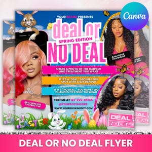 April Deal or no deal flyer, April Booking Flyer, Deal or no deal lash flyer, Deal or no deal nail, Deal or no deal hair, Canva Editable