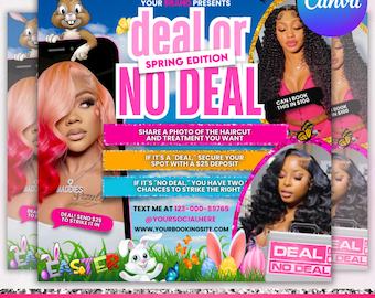 April Deal or no deal flyer, April Booking Flyer, Deal or no deal lash flyer, Deal or no deal nail, Deal or no deal hair, Canva Editable