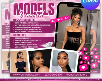 Brand Ambassador Flyer, Brand Ambassador Wanted Flyer, Influencer Flyer Models Wanted Flyer, Social Media Flyer, Canva Editable