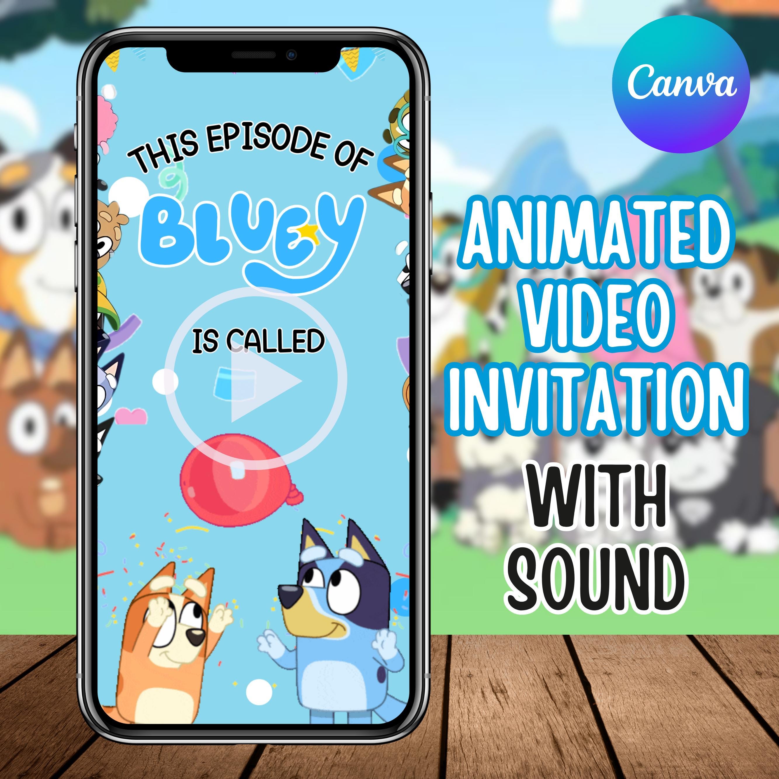 Bluey Inspired Video Party Invitations Bluey Inspired Video Party Invitations