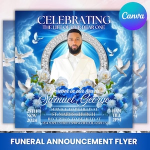 Memorial Funeral Announcement Flyer, Funeral Announcement Template, Funeral Memorial Announcement Flyer, Rest In Peace Flyer, Canva Editable