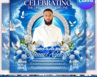Memorial Funeral Announcement Flyer, Funeral Announcement Template, Funeral Memorial Announcement Flyer, Rest In Peace Flyer, Canva Editable