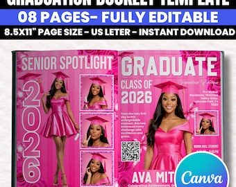 Graduation Activity Booklet Editable Canva Template |2026 Senior Grad Magazine | Games & Reflections | DIY Canva