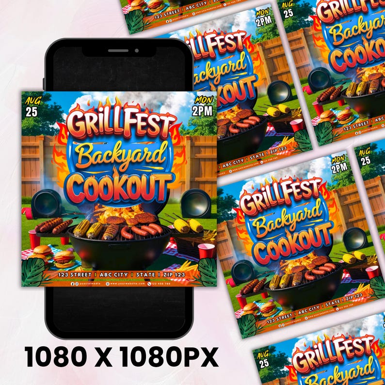 Backyard Cookout Flyer, BBQ Flyer, Summer Cookout Flyer, DIY Canva Editable Design Template, Food Flyer, Social Media Flyer, Party Flyer Backyard Cookout Flyer, BBQ Flyer, Summer Cookout Flyer, DIY Canva Editable Design Template, Food Flyer, Social Media Flyer, Party Flyer