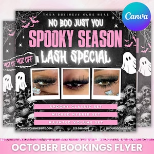 October Booking Flyer, October Books Open, Halloween Hair Flyer, Spooky SZN Flyer, October Hair Flyer, Nails MUA Lash Locs Wig, DIY Canva October Booking Flyer, October Books Open, Halloween Hair Flyer, Spooky SZN Flyer, October Hair Flyer, Nails MUA Lash Locs Wig, DIY Canva October booking flyer, Booking flyer, Fall flyer, Nail flyer, lash flyer, hair flyer, booking template, Books now open, Bookings available