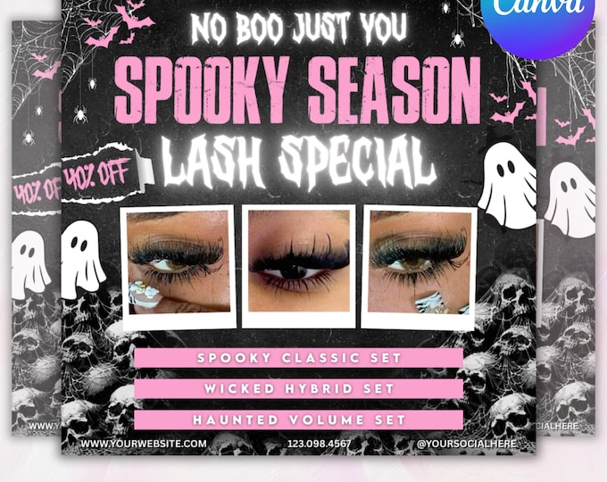 October Lash Sale Flyer, Lash Extensions Flyer, Lash Deals Flyer, Beauty Lash Flyer, Halloween Lashes Flyer, October Sale, Spooky SZN Flyer
