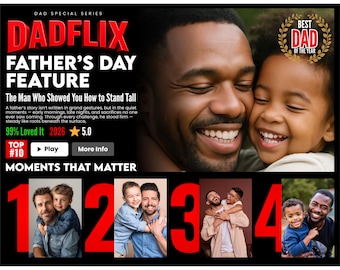 Viral Dadflix Canva Editable Template, Happy Father’s Day Template, Dadflix Movie Photo Collage, Gift For Grandpa, Father's Day Gift