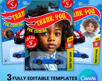 Toy car packaging, Toy Car Packaging Template, Printable Car Birthday Favor Tag, Race Car Tag Party Supplies, Canva Editable