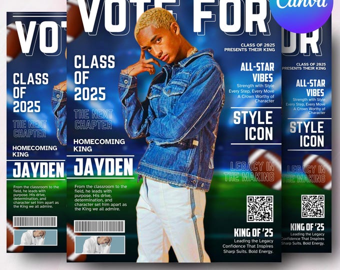 Homecoming King flyer, Homecoming Queen Flyer, homecoming campaign flyer, Vote Homecoming, HOCO Flyer, Vote for me Flyer, Canva Editable