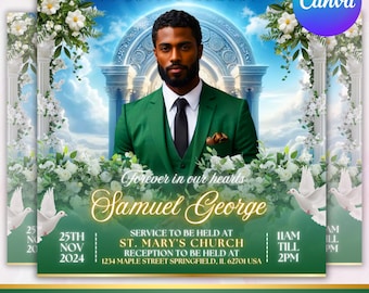 Memorial Funeral Announcement Flyer, Rest in Peace Flyer, Editable Celebration of Life Flyer, Funeral Flyer Template