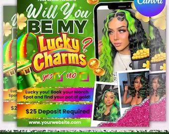 March Booking Flyer, St. Patrick Day Flyer, March Madness Flyer, March Book Now, March Hair, March Lashes Nails Flyer, Canva Editable