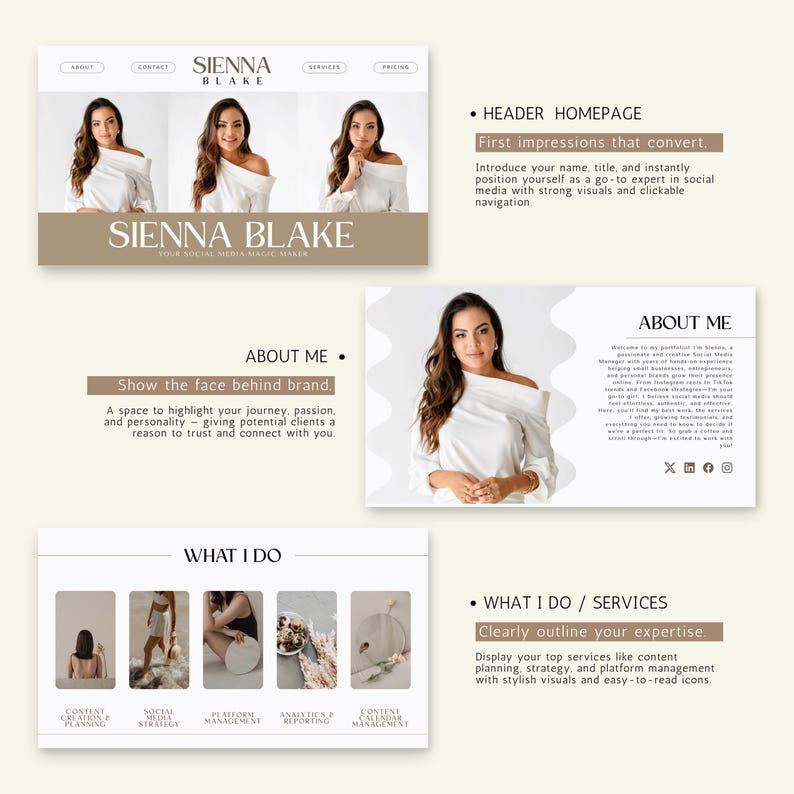 Social Media Manager Website Template Canva Website for SMM, Virtual