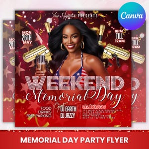 Memorial Day Party Flyer,Memorial Day Weekend Club Flyer,Club Party Flyer,Summer Party Flyer,DJ Party Invite for Social Media,Cnava Editable