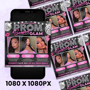 Prom Bookings Flyer, Prom Makeup Flyer, Prom Queen MUA Flyer, Prom Lashes Flyer, Beauty Makeup Artist Flyer, Canva Editable