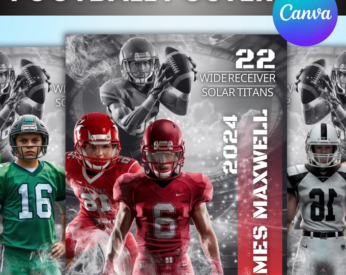 Football Poster Template, Football Poster, Football Poster Canva Template, Fire and Smoke  Background, Sport Template, Canva Editable
