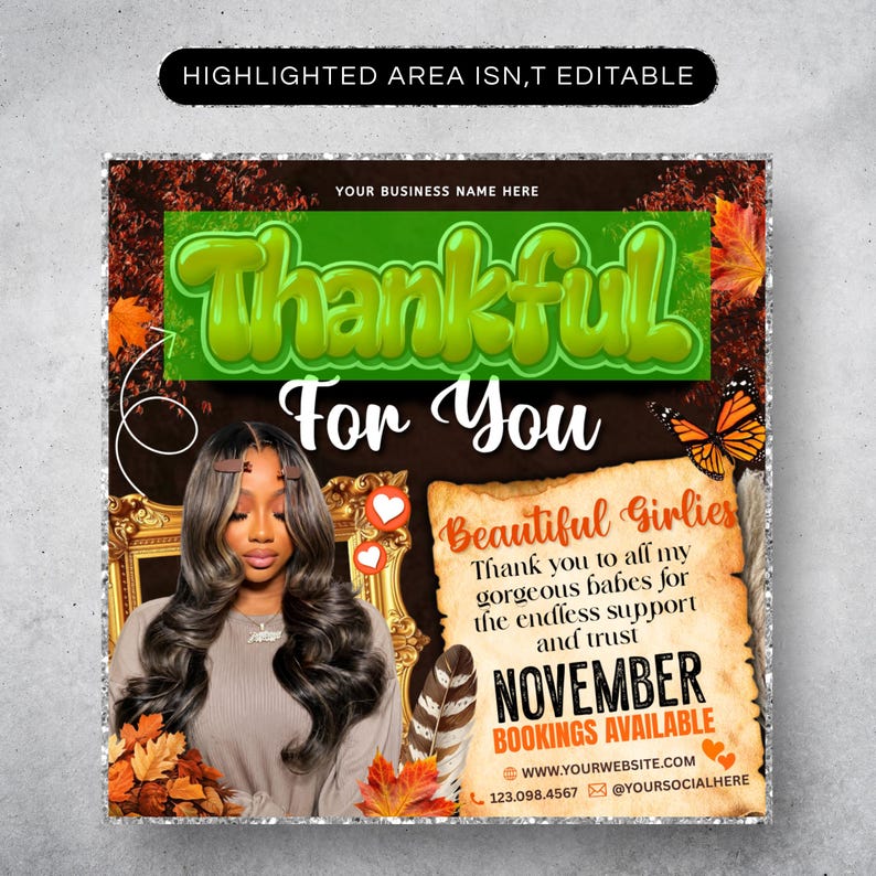 November Booking Flyer, Fall Szn Booking Flyer, Thanksgiving Book Now, November Hair Lash Nail Braids MUA Wig Autumn Flyer, Canva Editable  November Nail Booking Flyer: Fall, Autumn, Salon Template (Editable Canva Template) (Digital Download) November Booking Flyer, Fall Booking Flyer, Book Now Appointments, Canva Template, Beauty, Lashes, Make up, Nails, Hair