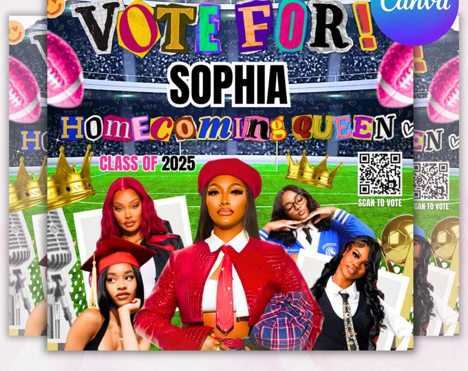 Homecoming Queen Flyer, Homecoming King flyer, homecoming campaign flyer, Vote Homecoming, HOCO Flyer, Vote for me Flyer, Canva Editable