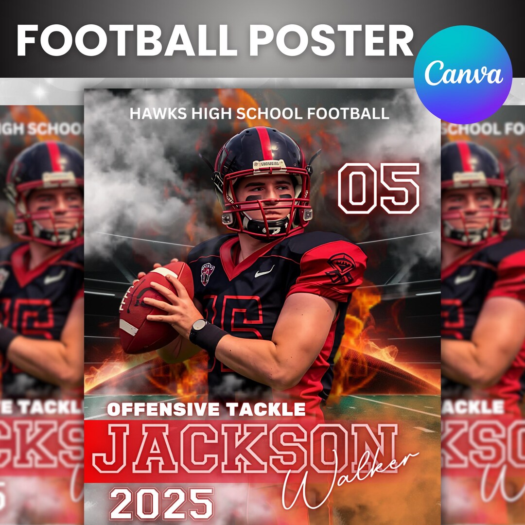 Football Poster Canva Template: Sports Background & Digital Backdrop ...