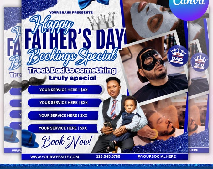 Father's Day Booking Flyer, Father's Day Special Offer, Hair Flyer, Wig Install Flyer, Social Media Flyer, Canva Editable
