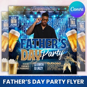 Father&#39;s Day Party Flyer: Editable Canva Template (Digital Download