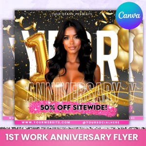 Business Anniversary Flyer, Anniversary Flyer, CEO Birthday Flyer, Celebration Flyer, Business Birthday Sale Flyer, Canva Editable
