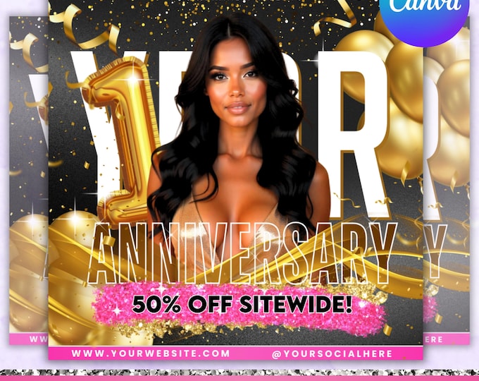 Business Anniversary Flyer, Anniversary Flyer, CEO Birthday Flyer, Celebration Flyer, Business Birthday Sale Flyer, Canva Editable