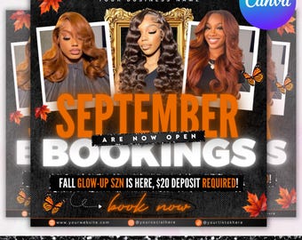 Fall Booking Flyer: Wig Install, Lash & Nail Braids, Canva Editable