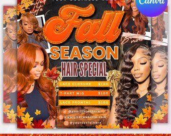 Fall Season Booking Flyer: Lash, Nail & Braids - Canva Editable