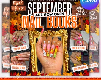Fall Booking Flyer: Wig Install, Lash & Nail Braids - Canva Editable (Digital Download)