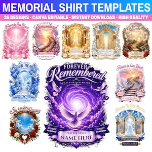 20+ In Loving Memory T-Shirt Canva Editable Templates, Memorial Tribute Shirt Designs, Celebration Of Life, Rest In Peace Designs