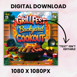 Backyard Cookout Flyer, BBQ Flyer, Summer Cookout Flyer, DIY Canva Editable Design Template, Food Flyer, Social Media Flyer, Party Flyer Backyard Cookout Flyer, BBQ Flyer, Summer Cookout Flyer, DIY Canva Editable Design Template, Food Flyer, Social Media Flyer, Party Flyer