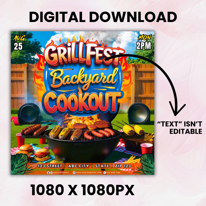 Backyard Cookout Flyer, BBQ Flyer, Summer Cookout Flyer, DIY Canva Editable Design Template, Food Flyer, Social Media Flyer, Party Flyer Backyard Cookout Flyer, BBQ Flyer, Summer Cookout Flyer, DIY Canva Editable Design Template, Food Flyer, Social Media Flyer, Party Flyer