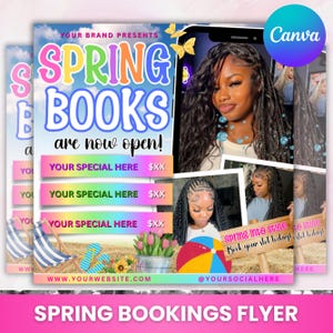 Spring Break Booking Flyer, Spring Booking Flyer, Spring Break Sale Flyer, Spring Special Flyer, Hair Lash Nail Makeup Braids,Canva Editable