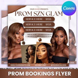 Prom Makeup & Lashes Flyer: MUA Booking Template (Canva Editable)