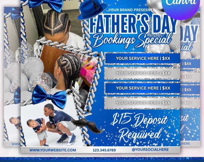 Father's Day Booking Flyer, Father's Day Special Offer, Hair Flyer, Wig Install Flyer, Social Media Flyer, Canva Editable