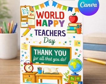 World Teachers' Day Card Printable, World Teachers Day Gift, Happy Teacher Day Sign, World Teachers' Day Decor, Thank you Teacher Day Card