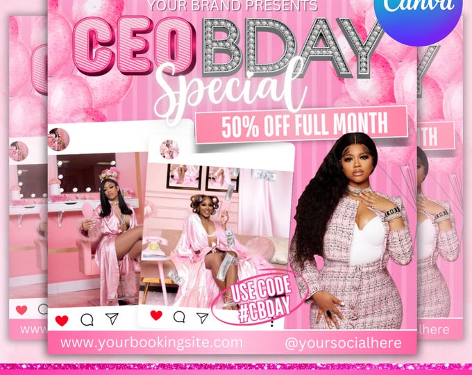 Ceo Birthday Sale Flyer, Ceo Birthday Flyer, Ceo Birthday Special Flyer, Boss Girl Flyer, Flash Sale Promo Flyer, Canva Editable