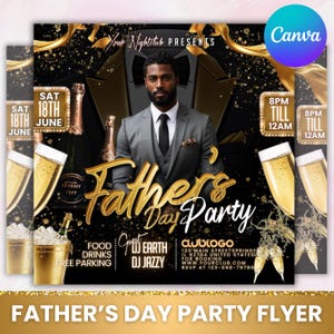 Father&#39;s Day Party Flyer: Editable Canva Template (Digital Download