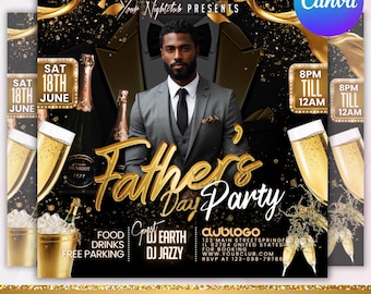 Father's Day Party Flyer, Father's Day Invitation Flyer, Club Party Flyer Template, Best Dad Event Flyer, Social Media Flyer, Canva Editable
