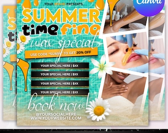 Summer Waxing Flyer, June wax Flyer, June Bookings Flyer,June Appointments Flyer, Esthetician Flyer, Facials Flyer, Canva Editable