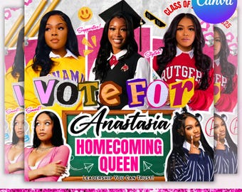 Homecoming Queen/King Flyer: Editable Canva Template (Digital Download