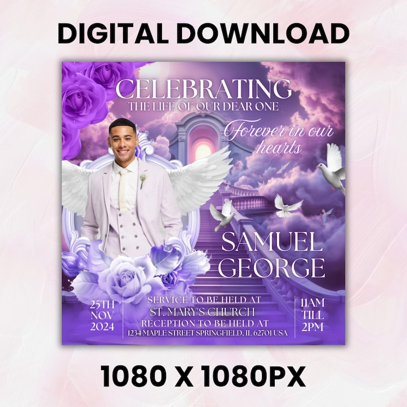 Memorial Funeral Announcement Flyer, Funeral Announcement Template, Funeral Memorial Announcement Flyer, Rest In Peace Flyer, Canva Editable