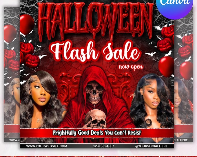 Halloween Flash Sale Flyer, October Booking Flyer, October Books Open, Halloween Hair Flyer, Spooky SZN Flyer, Nails MUA Lash, DIY Canva